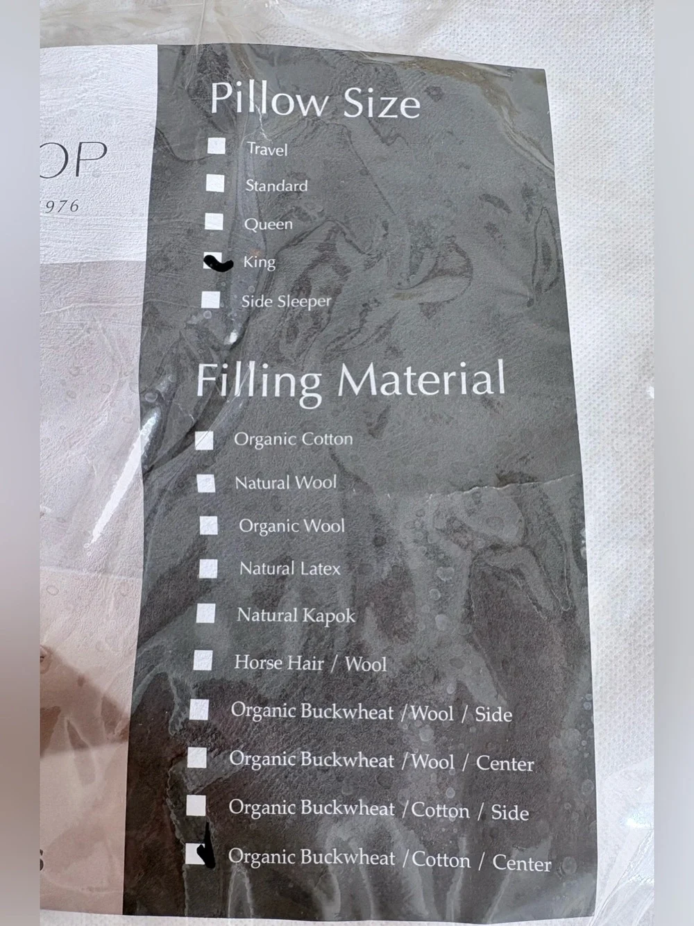 The Futon Shop Organic Cotton Buckwheat King Pillow 20x36 USA New In Case